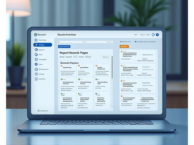 Illustration of Quill & Key Systems software interface showing organized research documents and collaborative tools