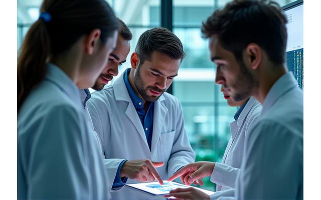 Healthcare research team collaborating securely on medical documents