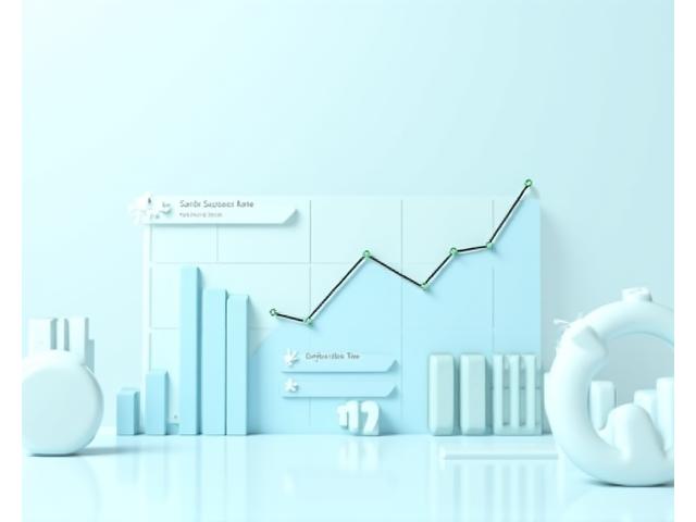 Infographic displaying key performance indicators like 'time saved,' 'search success rate,' and 'ROI,' with upward trending graphs and percentage figures.