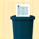 Icon depicting a file being deleted or shredded, symbolizing data deletion.