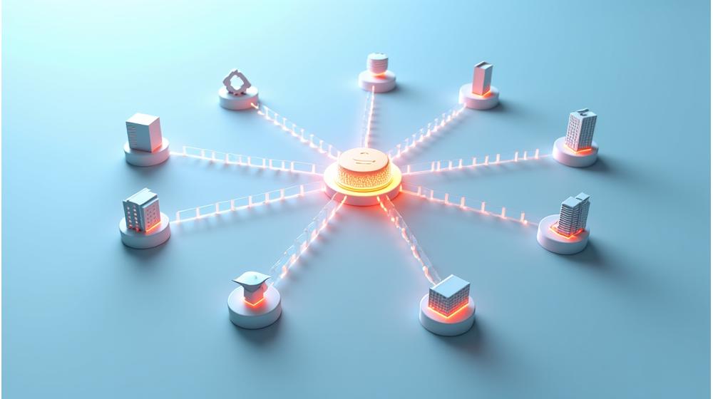 An intricate diagram showing Quill & Key Systems at the center, with lines connecting it to icons representing various academic tools: Zotero, Mendeley, Microsoft Word, LaTeX, Google Docs, JSTOR, PubMed, Dropbox, Google Drive, and institutional learning management systems.