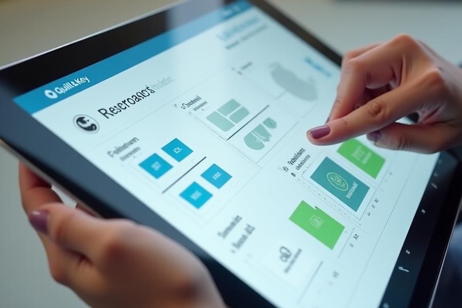 An interactive user interface on a tablet screen demonstrating drag-and-drop functionality for tagging research papers, with visual workspaces showing customizable layouts and smart collection filters applied.